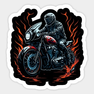 Lonely adventure riding a cafe racer bike Sticker